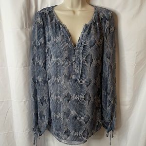 WHBM Blue SNAKE PRINT BLOUSE Size 8
